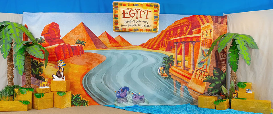 Egypt VBS Decorating Stage