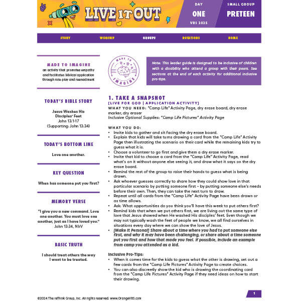 Small Group (Preteen) Day 1