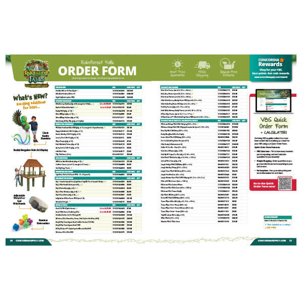 Rainforest Falls VBS Printable Order Form